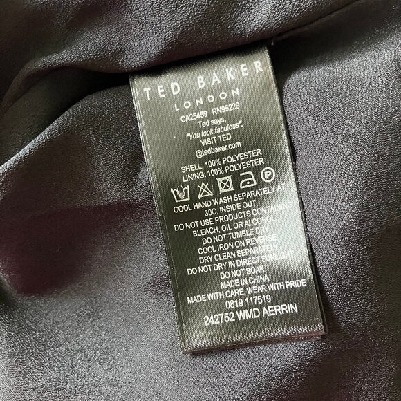 Ted Baker Aerrin Fern Forest Smocked Mini Dress Black TED 3/ US 8 - Picture 8 of 8